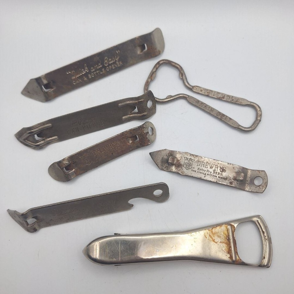 Lot of 7 Vintage Can Bottle Openers Drewrys Safe Edge Ekco Quick and Easy